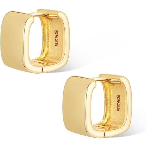 Chunky Gold Square Hoop Earrings For Women - Picture 1 of 7